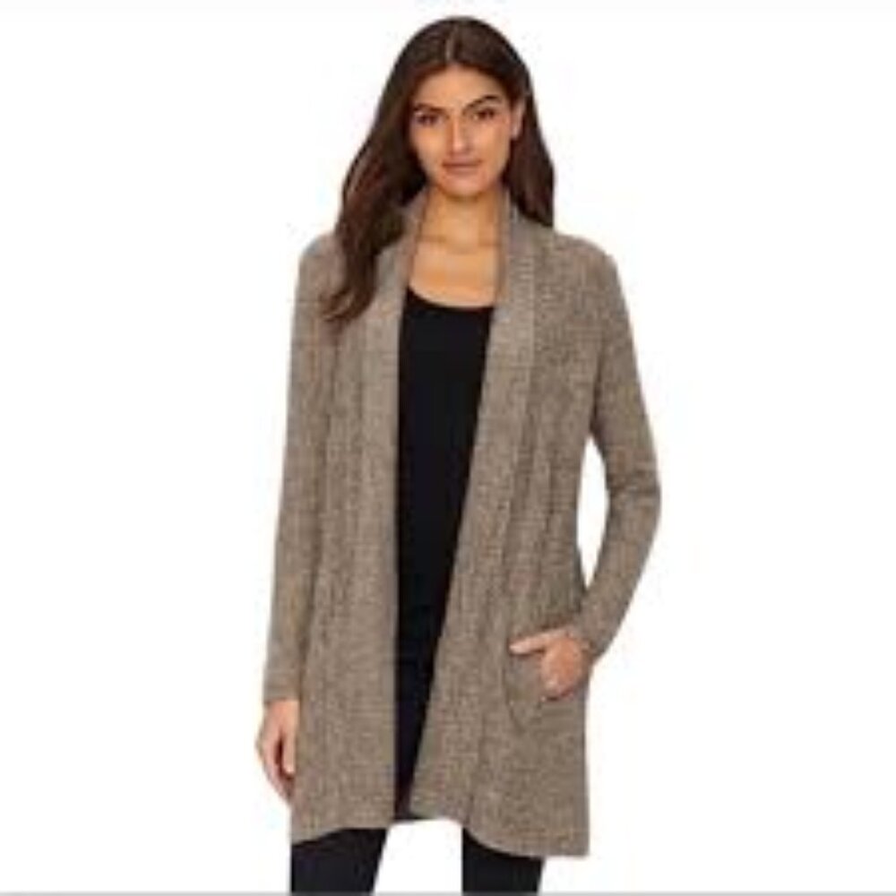 Barefoot Dreams CozyChic Lite Montecito Cardigan - Taupe Size 2X